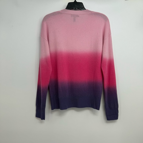 Aqua Cashmere Ombre Sweater Womens M Medium Pink Purple Crew Neck - Picture 8 of 9